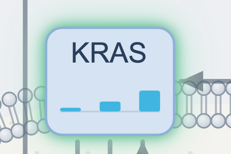 Close-up: KRAS box with three rising bars for three time points