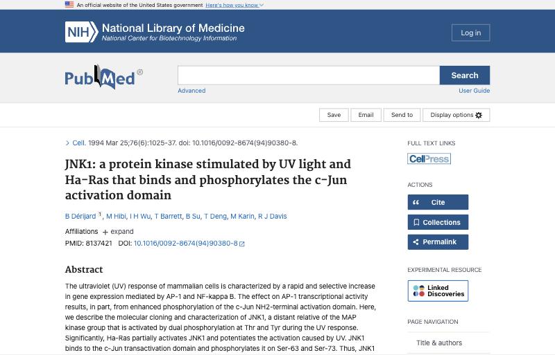 The PubMed page for PMID 8137421